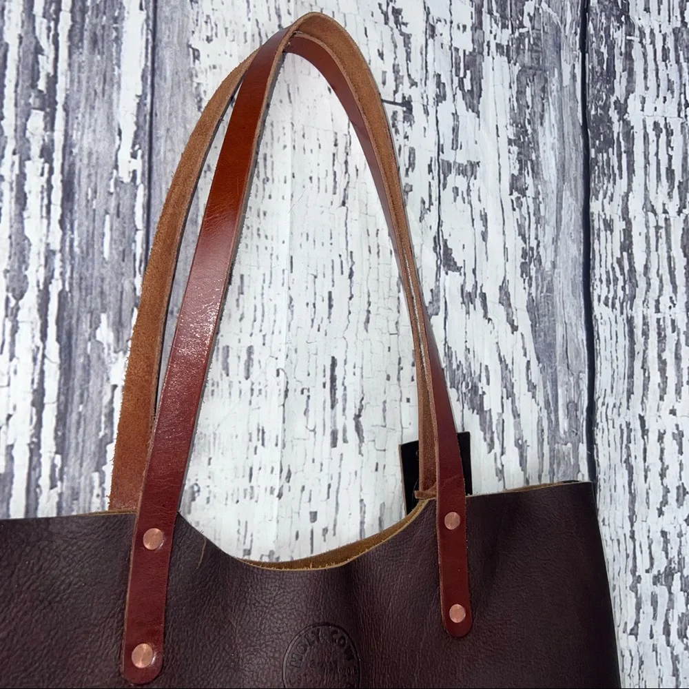 Holy Cow Leather Goods - Full Grain Medium Leather ‘Jenny’ Tote - Brown - Picture 11 of 15